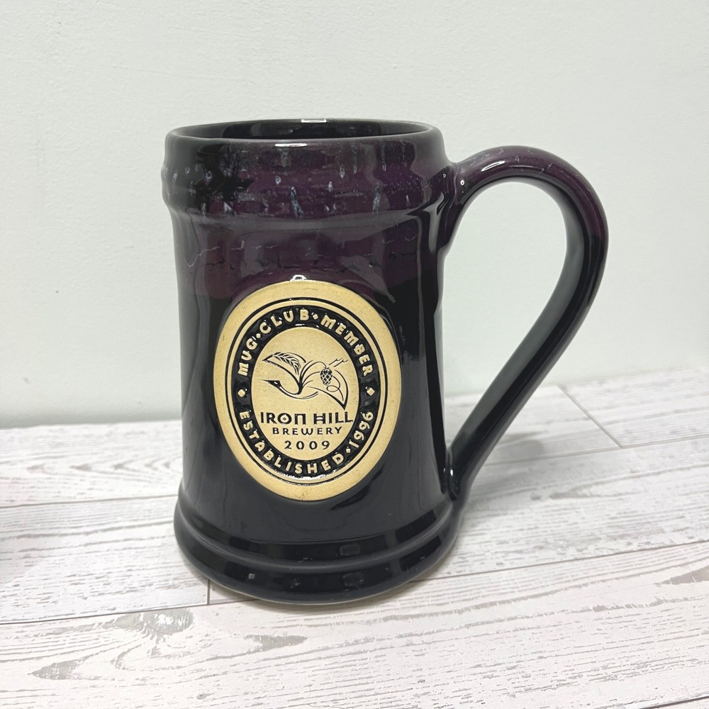 Iron Hill Brewery 2009 Club Member Mug Drip Glaze Pottery Stoneware Stein Purple
